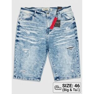 Dash American Designers Mens Denim Shorts Size 46 Big and Tall Acid Wash Ripped